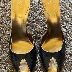 Gucci Slip-in  Peep-Toe Flip-Flop Heels